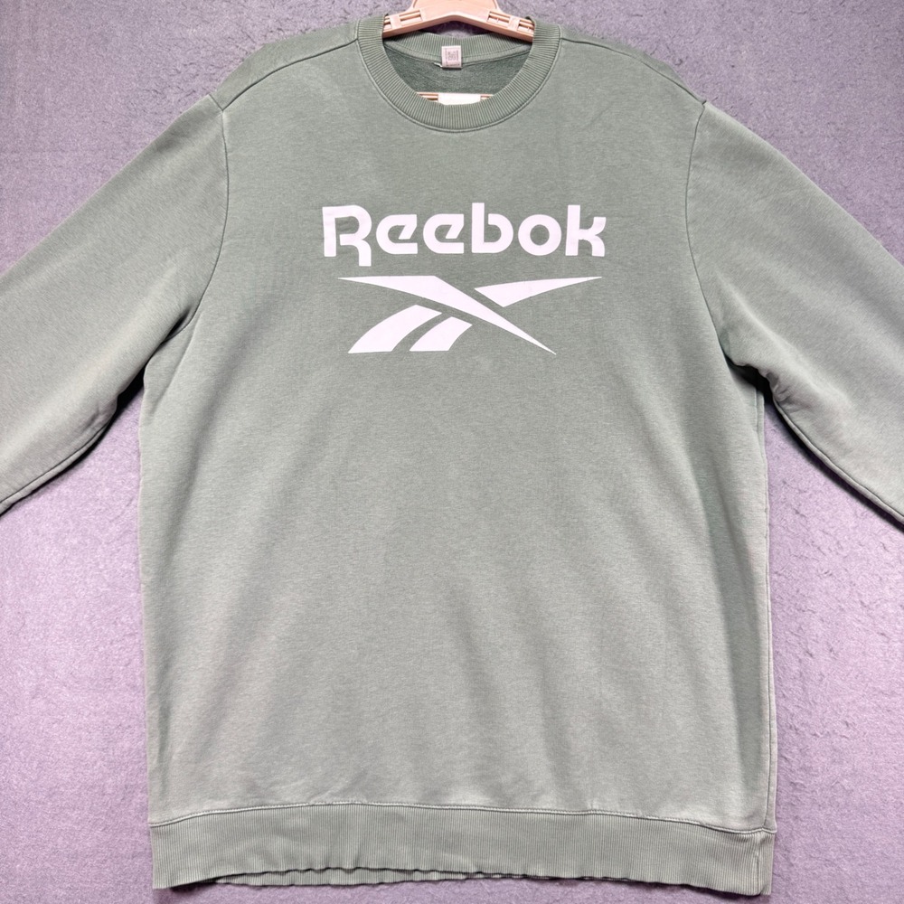 Reebok Logo Crewneck Sweatshirt Sage‎ Green Mens Pullover Long Sleeve